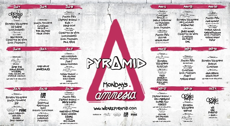 Amnesia Ibiza Pyramid Mondays line-ups 2018