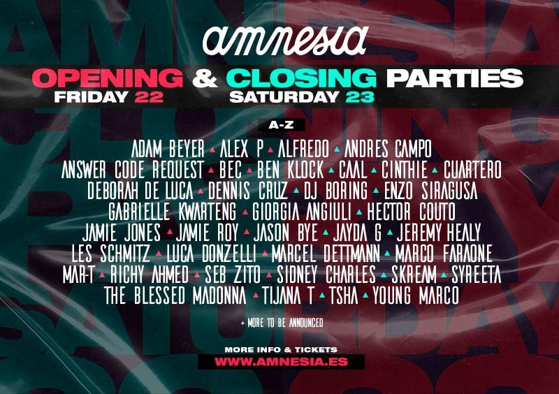 Amnesia Ibiza hosting back-to-back opening and closing parties featuring Adam Beyer, Jayda G, Skream, and moreAmnesia Closing Opening 1 1