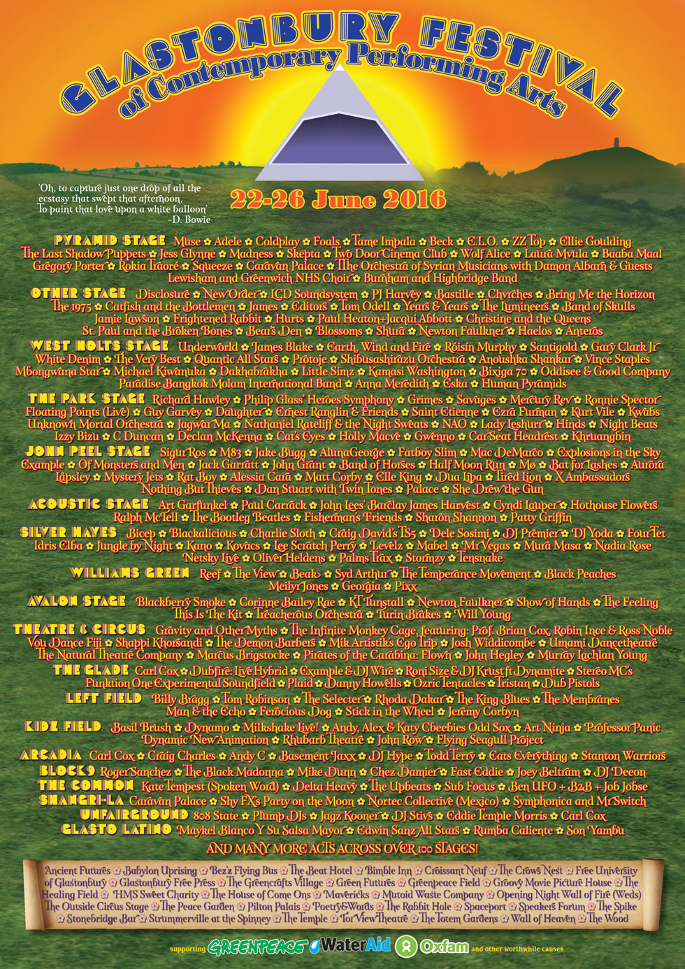 Glastonbury line-up includes acts Psycho-Acoustic Goat and DJ Absolutely  S***