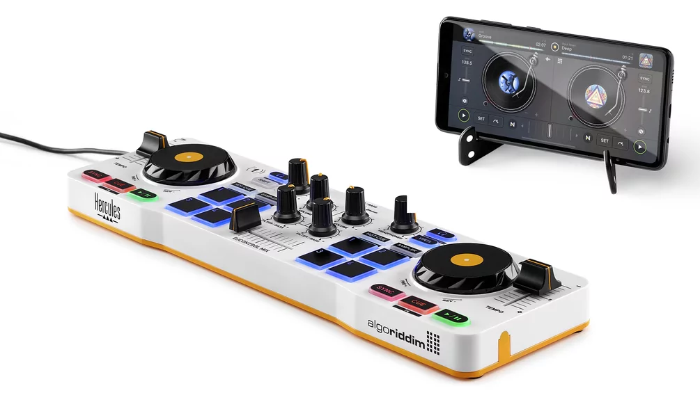 SALE人気セール日本未発売　Hercules DJ コントローラー　Grab it and mix Bluetooth ワイヤレス 音機器 小型 スマホ 接続 ヘラクレス 初心者 DJコントローラー