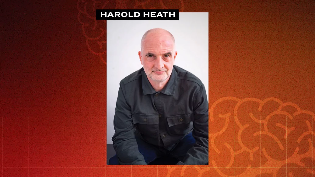 DJ Mag writer Harold Heath pictured on an orange background