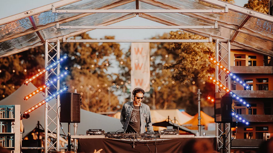 Erol Alkan Djing on the outdoor Shacklewell Arms Stage at Wide Awake