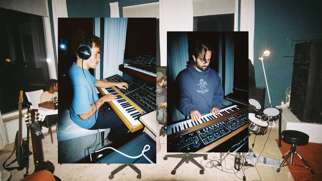 Photos of ANOTR in the studio recording music