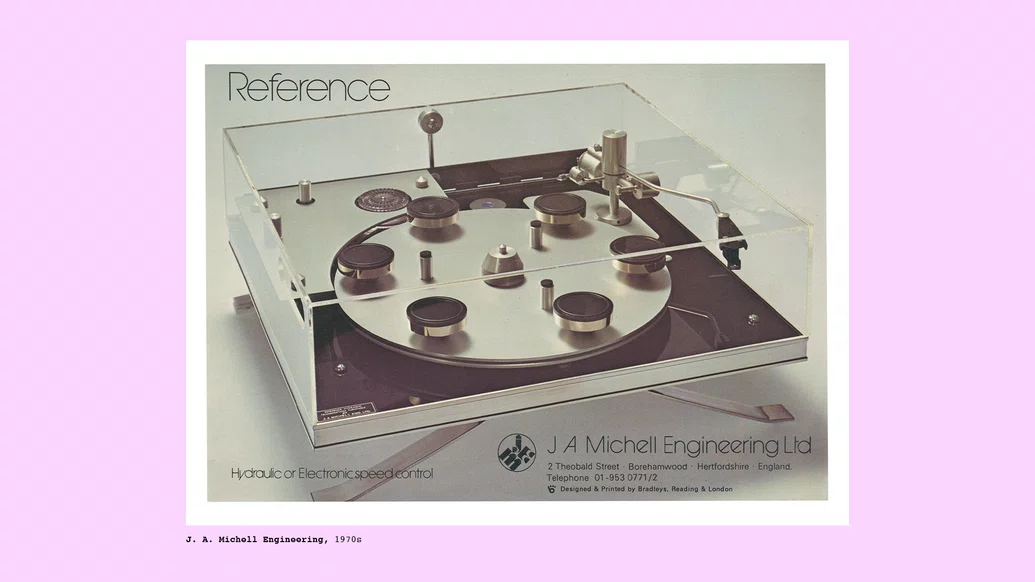J. A. Michell Engineering hifi ad on a light pink background