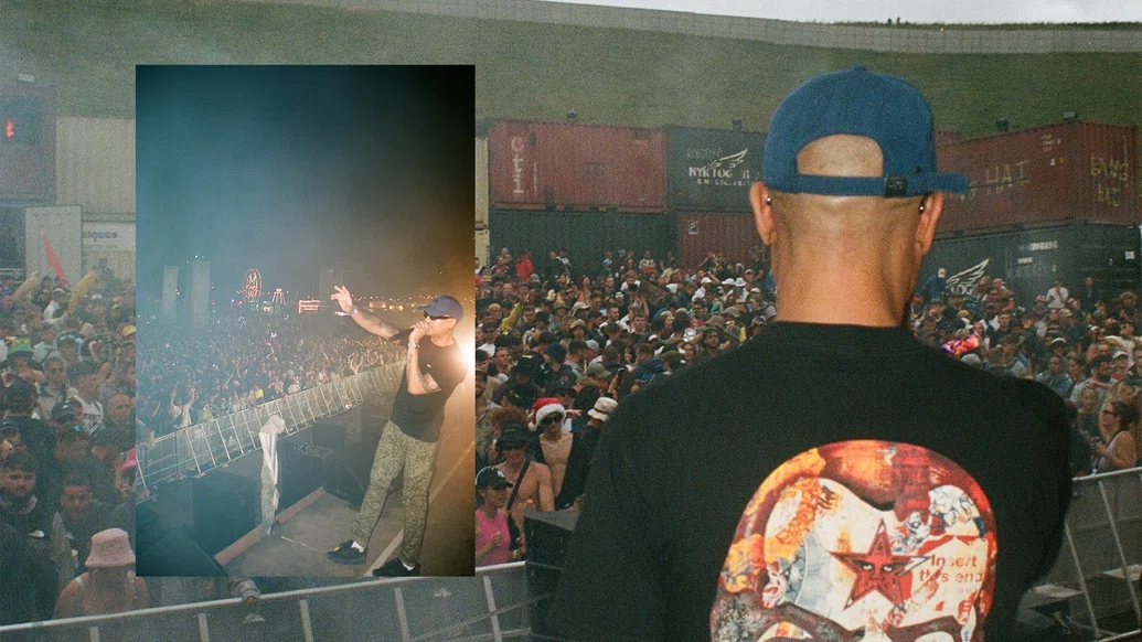 Photo of Strategy performing live to a packed crowd