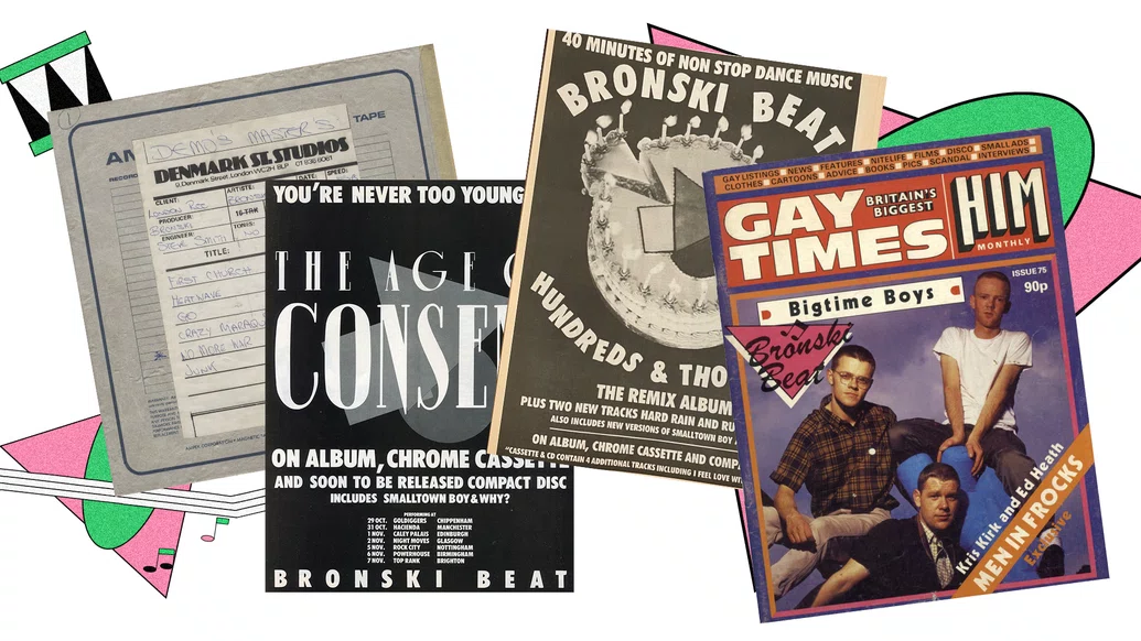 Various flyers nad newspaper clippings of Bronski beat