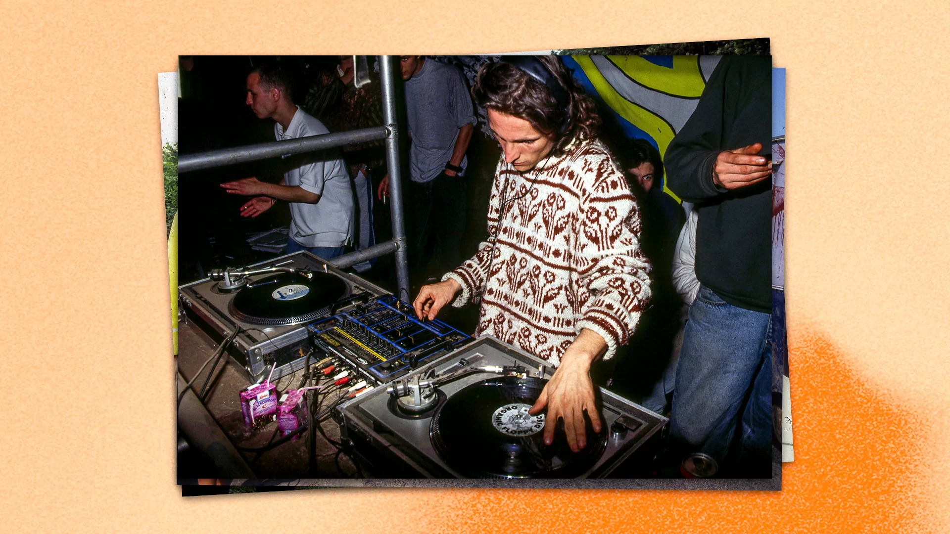 DJ Pete Birch on the decks at Castlemorton