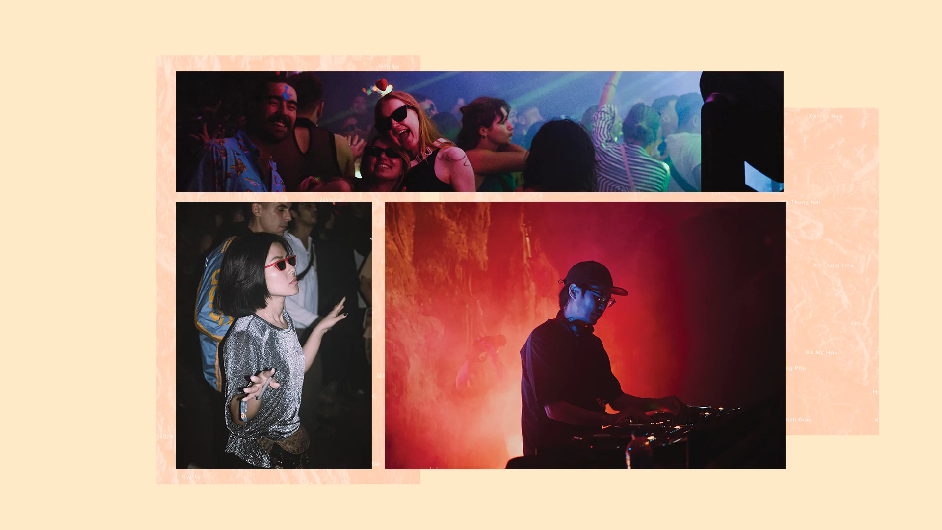 Photo collage of the crowd and Wata Igarashi performing at Equation Festival