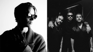 Composite image of Mau P wearing sunglasses and Swedish House Mafia with their arms around each other