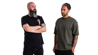 Leftwing and Kody posing against a white backdrop