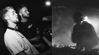 Two black and white photos side by side f OS MAN Fendi K and Tim Reaper DJing