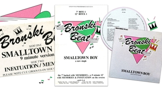 Various pieces of artwork for Bronski Beat's 'Smalltown Boy'