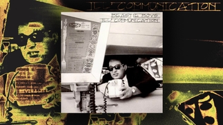 The cover of beastie boys' 'Ill Communication' on a dark background, with a distorted yellow version of the cover marked into it