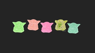 Multi-coloured MDMA pills in the shape of Baby Yoda