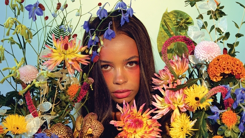 TSHA surrounded by flowers, shot by Nicole Ngai