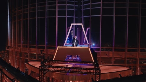 Armin van Buuren DJing at the Burj Khalifa building in Dubai
