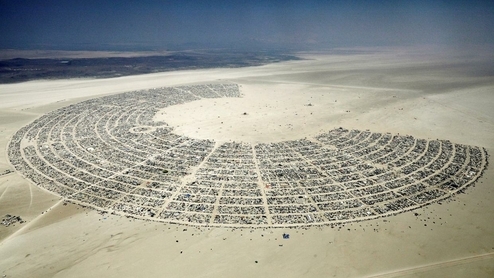 Photo of Black Rock City, Nevada from above