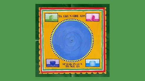 Talking Heads' ‘Speaking in Tongues’ album artwork on a green background