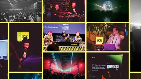 Collage of various images from panels and parties at ADE 2023