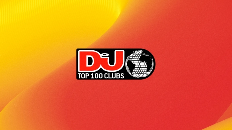 DJ Mag Top 100 Clubs logo on a yellow and red background
