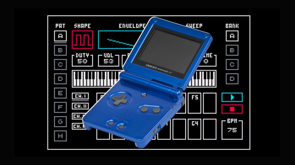 Game Boy Advance SP overlaid on the Stepper interface
