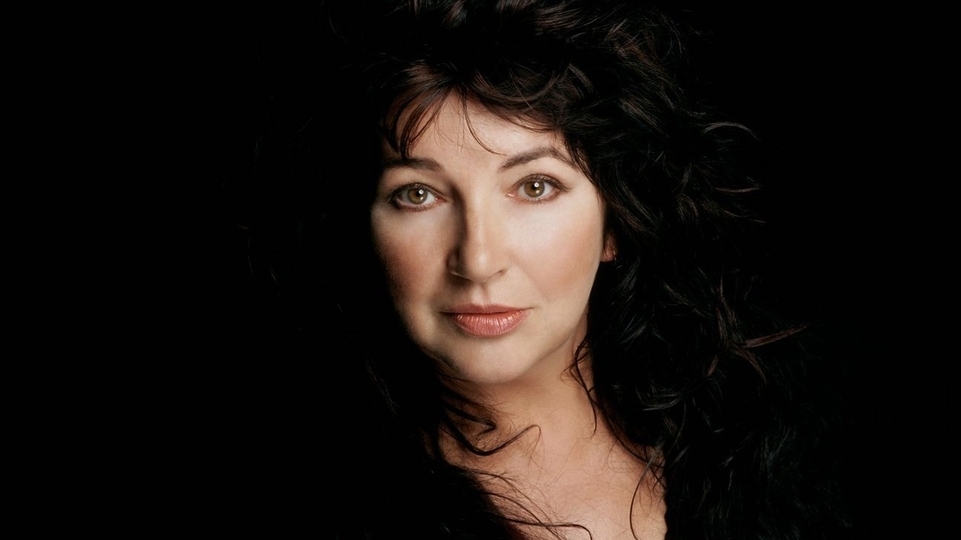 Portait of Kate Bush with a black background