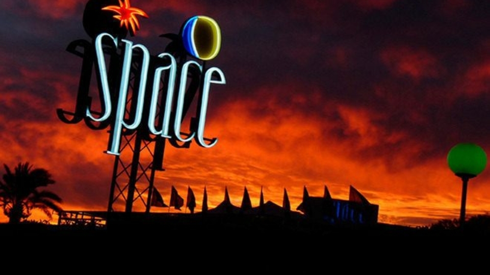 The classic Space Ibiza sign in Ibiza before the club closed in 2016
