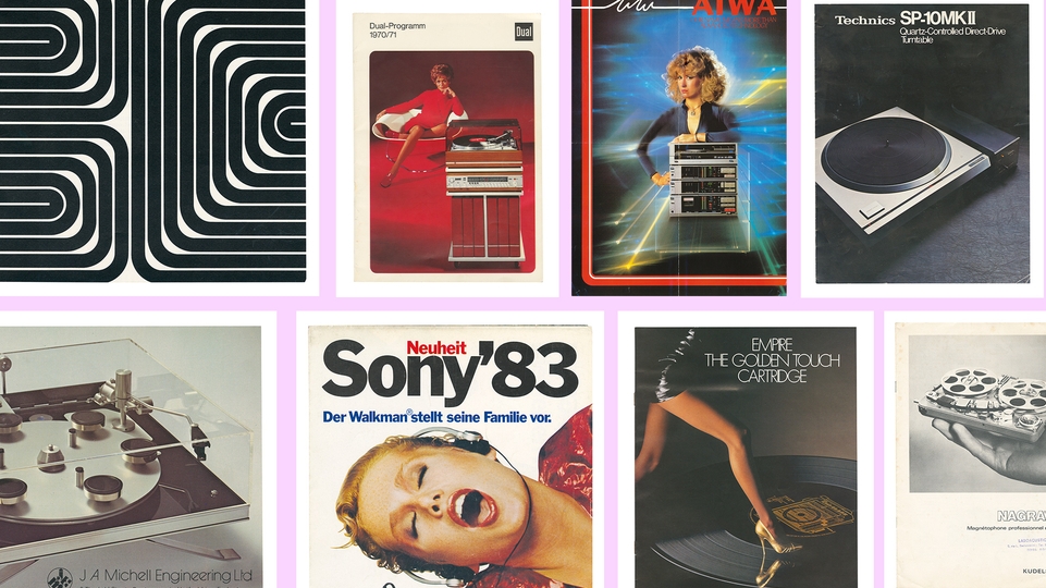 Collage of various vintage hifi ads including Sony, Technics and Nagra
