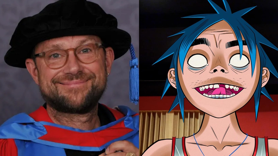 Composite image of Gorillaz’ Damon Albarn and his fictional character 2-D